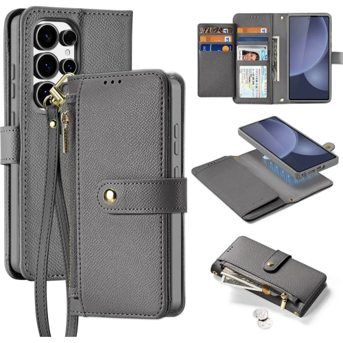 Etui z klapką Dux Ducis Lawa do Samsung Galaxy S25 Ultra z odłączanym portfelem magnetycznym szare