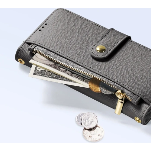 Etui z klapką Dux Ducis Lawa do Samsung Galaxy S25 Ultra z odłączanym portfelem magnetycznym szare