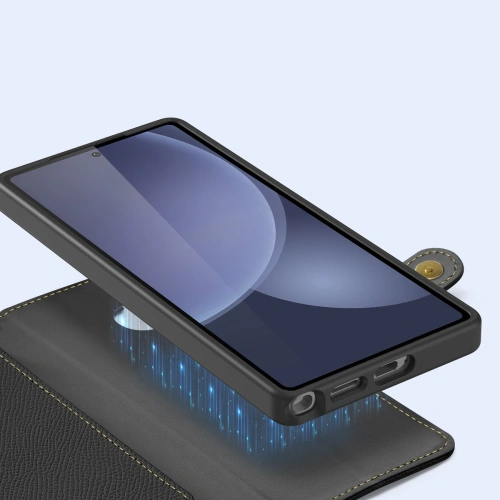 Etui z klapką Dux Ducis Lawa do Samsung Galaxy S25 Ultra z odłączanym portfelem magnetycznym czarne