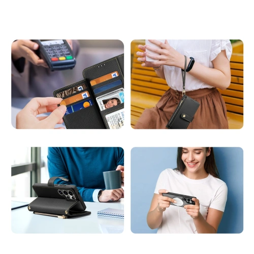 Etui z klapką Dux Ducis Lawa do Samsung Galaxy S25 Ultra z odłączanym portfelem magnetycznym czarne