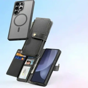 Etui z klapką Dux Ducis Lawa do Samsung Galaxy S25 Ultra z odłączanym portfelem magnetycznym czarne