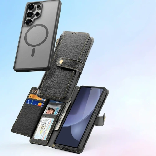 Etui z klapką Dux Ducis Lawa do Samsung Galaxy S25 Ultra z odłączanym portfelem magnetycznym czarne