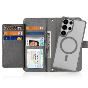 Etui z klapką Dux Ducis Lawa do Samsung Galaxy S25 Ultra z odłączanym portfelem magnetycznym szare
