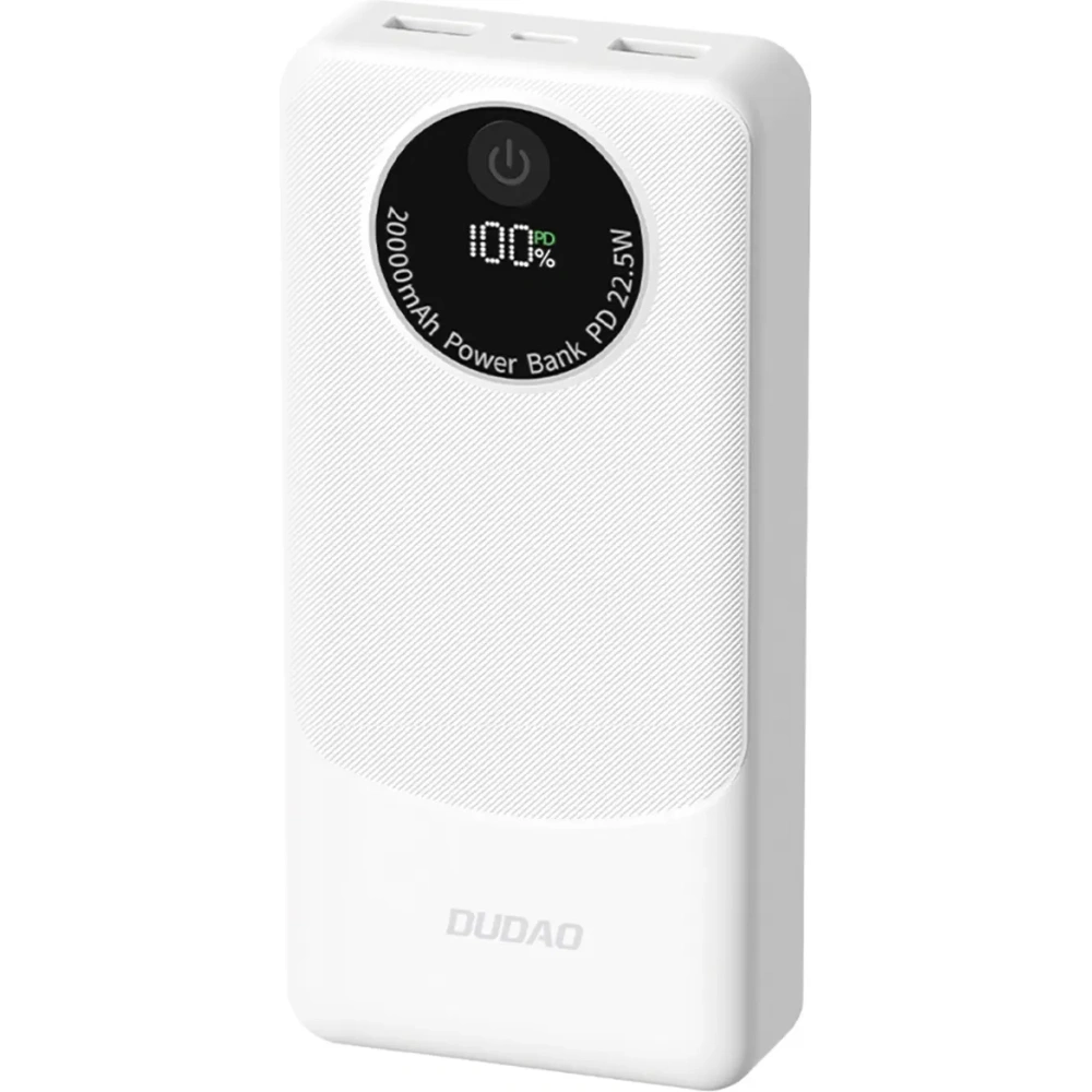 Powerbank Dudao K12Pro 22.5W PD 20000mAh USB-A, USB-C biały