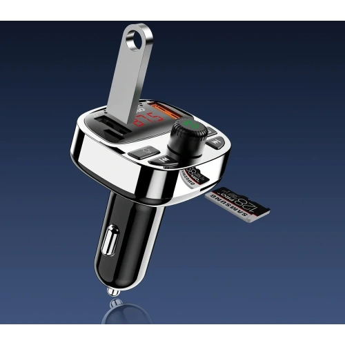 Transmiter Dudao R2 PRO+ 2xUSB-A, USB-C PD 25W Bluetooth 5.3 RGB czarno-srebrny