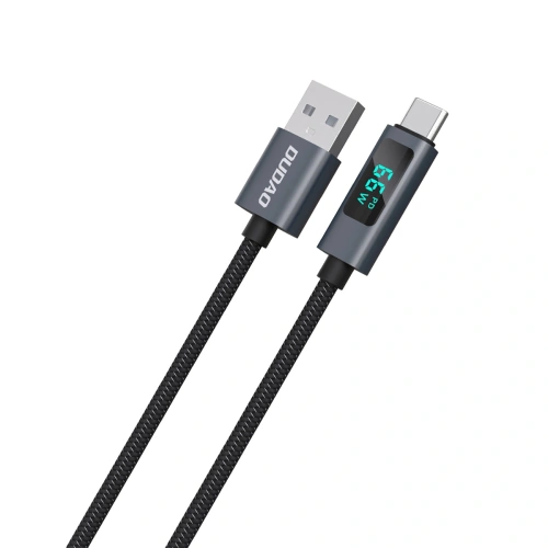 Kabel Dudao L7T USB-A / USB-C 66W z wyświetlaczem LED 1m czarny