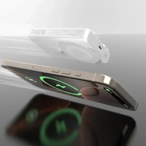 Powerbank bezprzewodowy Dudao K29 10000mAh PD 20W MagSafe z metalową obudową, podstawką i wbudowanymi kablami USB-C, Lightning szary