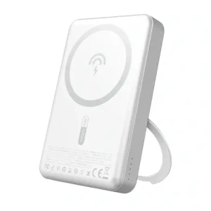 Powerbank bezprzewodowy Dudao K28 10000mAh PD 22.5W MagSafe z metalową obudową i pierścieniem-podstawką srebrny