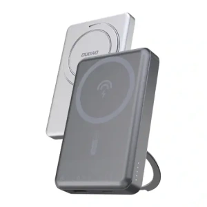 Powerbank bezprzewodowy Dudao K28 10000mAh PD 22.5W MagSafe z metalową obudową i pierścieniem-podstawką srebrny