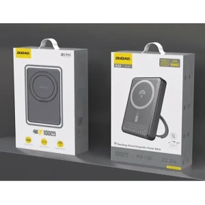 Powerbank bezprzewodowy Dudao K28 10000mAh PD 22.5W MagSafe z metalową obudową i pierścieniem-podstawką szary