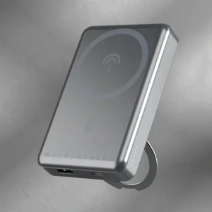 Powerbank bezprzewodowy Dudao K28 10000mAh PD 22.5W MagSafe z metalową obudową i pierścieniem-podstawką szary