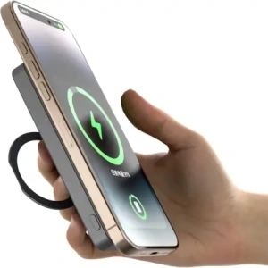 Powerbank bezprzewodowy Dudao K28 10000mAh PD 22.5W MagSafe z metalową obudową i pierścieniem-podstawką szary
