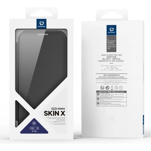 Etui z klapką Dux Ducis Skin X Pro z MagSafe na iPhone 16e czarne