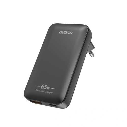 Ładowarka sieciowa podróżna GaN Dudao A65Q 65W USB-A / USB-C PD EU / US czarna