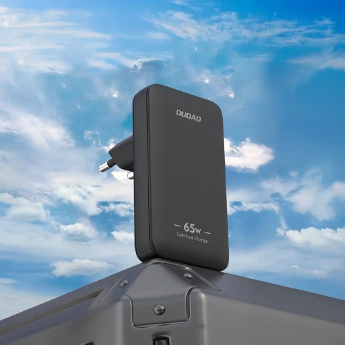 Ładowarka sieciowa podróżna GaN Dudao A65Q 65W USB-A / USB-C PD EU / US czarna