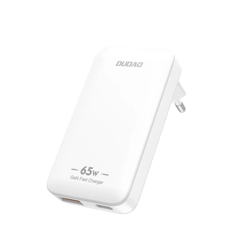 Ładowarka sieciowa podróżna GaN Dudao A65Q 65W USB-A / USB-C PD EU / US biała
