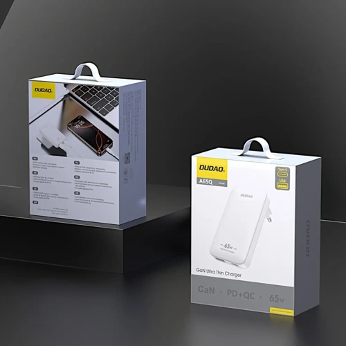 Ładowarka sieciowa podróżna GaN Dudao A65Q 65W USB-A / USB-C PD EU / US biała
