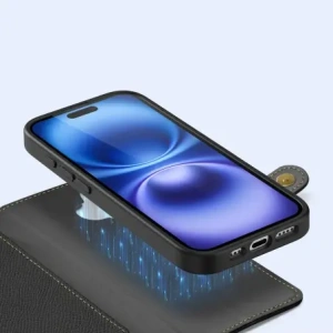 Etui z klapką Dux Ducis Lawa do Apple iPhone 16 czarne