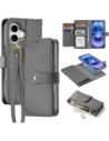 Etui z klapką Dux Ducis Lawa do Apple iPhone 16 z odłączanym portfelem magnetycznym szare
