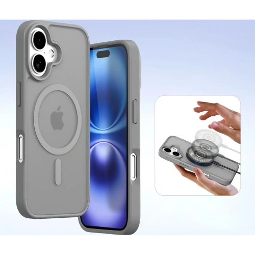 Etui z klapką Dux Ducis Lawa do Apple iPhone 16 z odłączanym portfelem magnetycznym szare