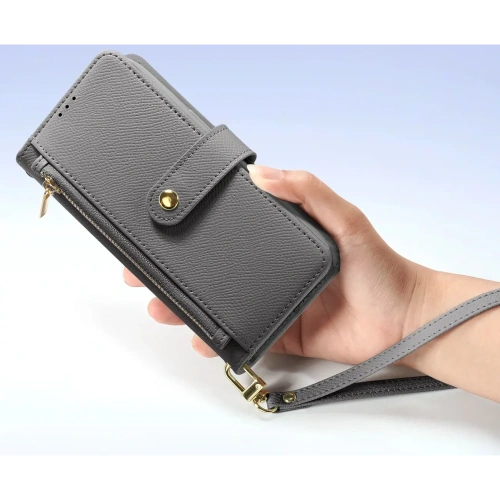 Etui z klapką Dux Ducis Lawa do Apple iPhone 16 z odłączanym portfelem magnetycznym szare