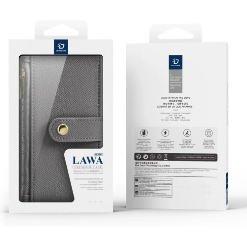 Etui z klapką Dux Ducis Lawa do Apple iPhone 16 z odłączanym portfelem magnetycznym szare