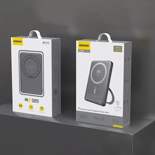 Powerbank bezprzewodowy Dudao K28S 20W PD 5000mAh z MagSafe i podstawką szary