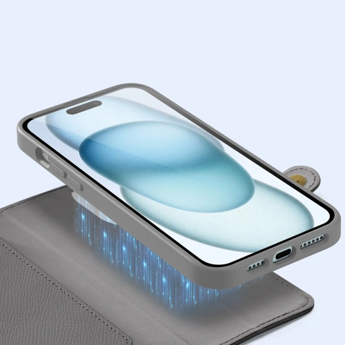 Etui z klapką Dux Ducis Lawa do Apple iPhone 15 szare