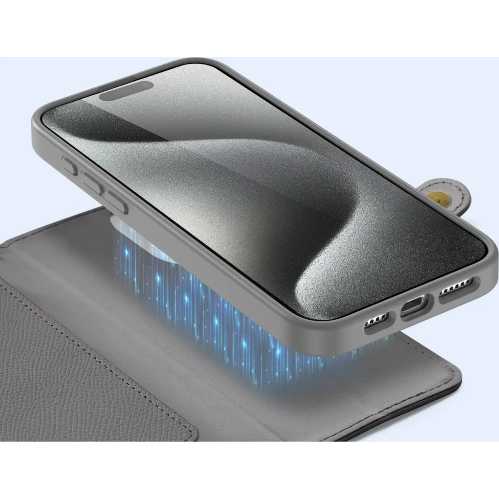 Etui z klapką Dux Ducis Lawa do Apple iPhone 15 Pro szare