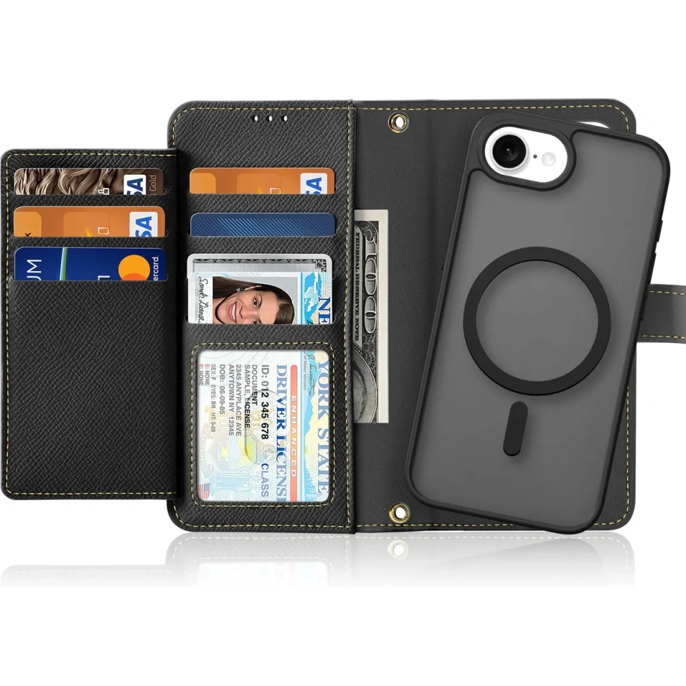 Etui z klapką Dux Ducis Lawa do Apple iPhone 16e z odłączanym portfelem magnetycznym czarne
