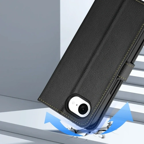 Etui z klapką Dux Ducis Lawa do Apple iPhone 16e z odłączanym portfelem magnetycznym czarne