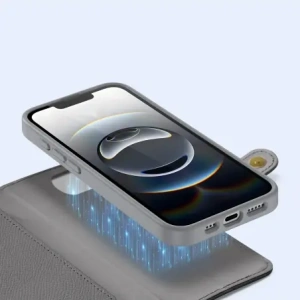 Etui z klapką Dux Ducis Lawa do Apple iPhone 16e z odłączanym portfelem magnetycznym szare