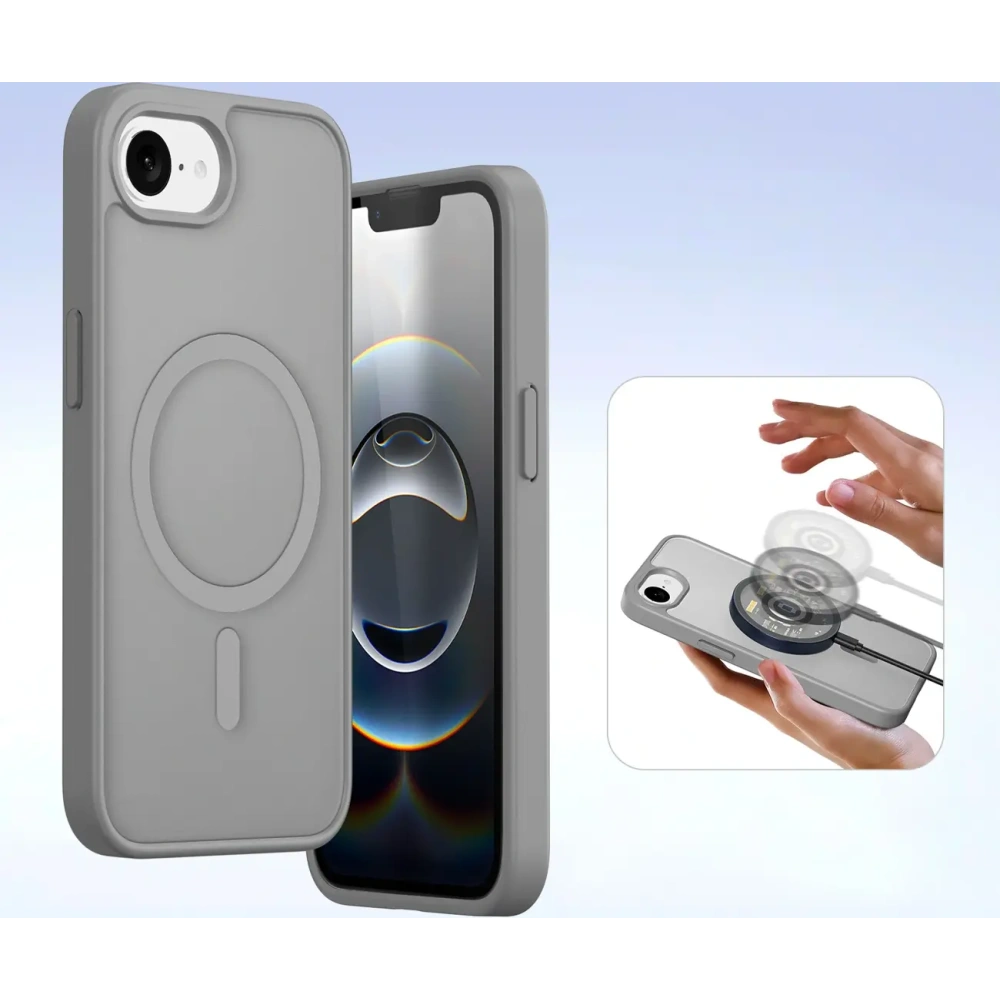 Etui z klapką Dux Ducis Lawa do Apple iPhone 16e z odłączanym portfelem magnetycznym szare