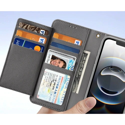 Etui z klapką Dux Ducis Lawa do Apple iPhone 16e z odłączanym portfelem magnetycznym szare