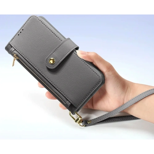 Etui z klapką Dux Ducis Lawa do Apple iPhone 16e z odłączanym portfelem magnetycznym szare