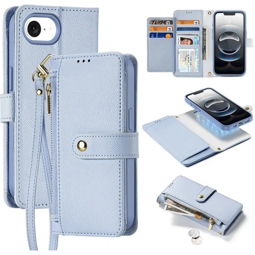 Etui z klapką Dux Ducis Lawa do Apple iPhone 16e z odłączanym portfelem magnetycznym błękitne