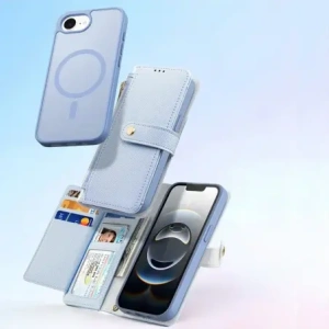 Etui z klapką Dux Ducis Lawa do Apple iPhone 16e z odłączanym portfelem magnetycznym błękitne