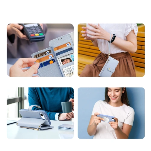 Etui z klapką Dux Ducis Lawa do Apple iPhone 16e z odłączanym portfelem magnetycznym błękitne