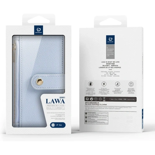 Etui z klapką Dux Ducis Lawa do Apple iPhone 16e z odłączanym portfelem magnetycznym błękitne
