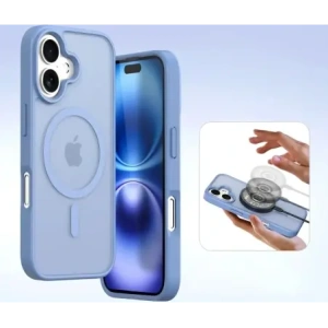 Etui z klapką Dux Ducis Lawa do Apple iPhone 16 z odłączanym portfelem magnetycznym błękitne