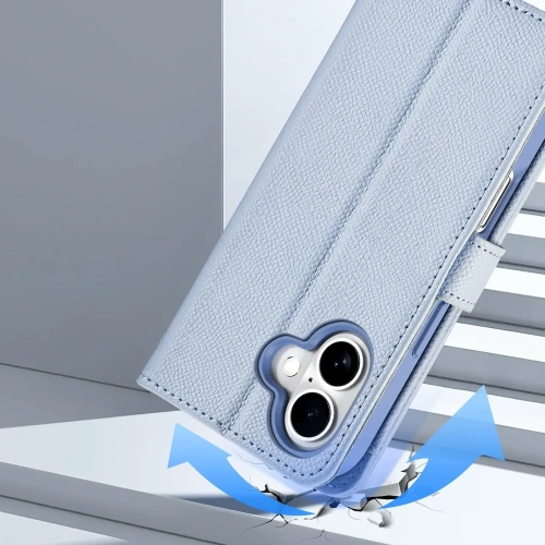 Etui z klapką Dux Ducis Lawa do Apple iPhone 16 z odłączanym portfelem magnetycznym błękitne
