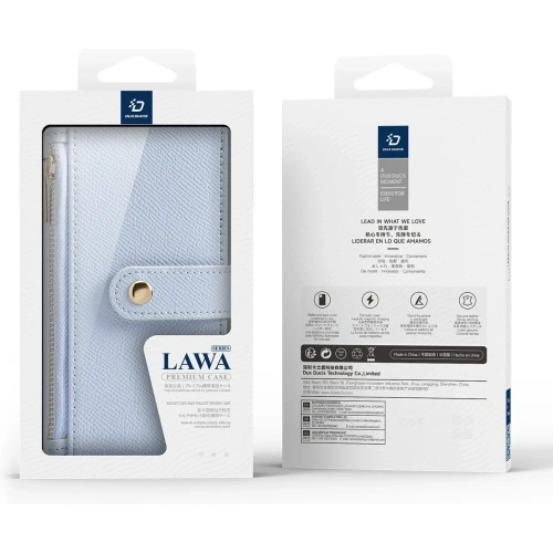 Etui z klapką Dux Ducis Lawa do Apple iPhone 16 z odłączanym portfelem magnetycznym błękitne
