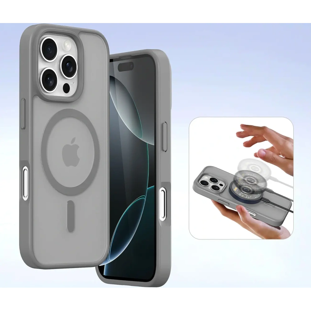 Etui z klapką Dux Ducis Lawa do Apple iPhone 16 Pro z odłączanym portfelem magnetycznym szare