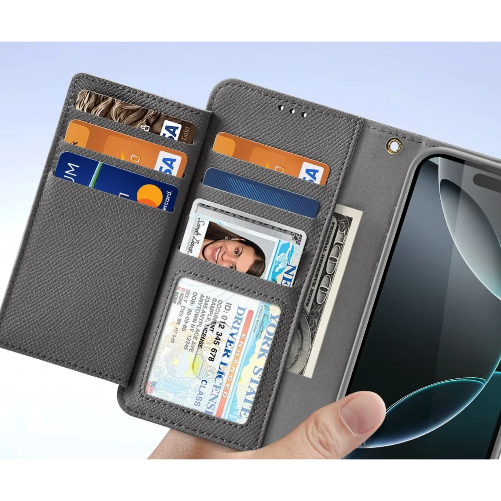 Etui z klapką Dux Ducis Lawa do Apple iPhone 16 Pro z odłączanym portfelem magnetycznym szare