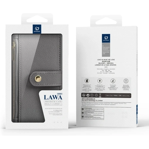 Etui z klapką Dux Ducis Lawa do Apple iPhone 16 Pro z odłączanym portfelem magnetycznym szare