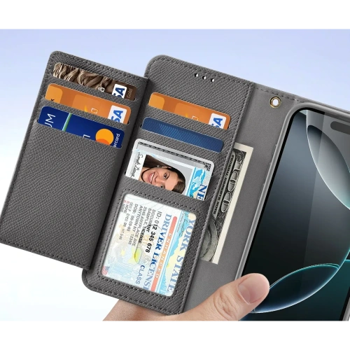 Etui z klapką Dux Ducis Lawa do Apple iPhone 16 Pro Max z odłączanym portfelem magnetycznym szare