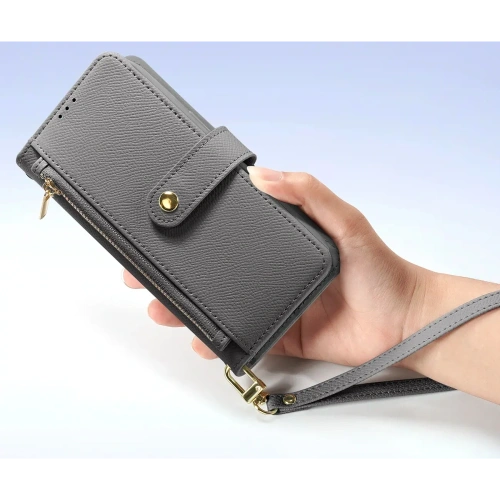 Etui z klapką Dux Ducis Lawa do Apple iPhone 16 Pro Max z odłączanym portfelem magnetycznym szare