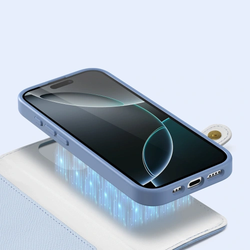Etui z klapką Dux Ducis Lawa do Apple iPhone 16 Pro Max z odłączanym portfelem magnetycznym błękitne