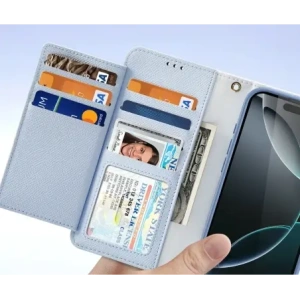 Etui z klapką Dux Ducis Lawa do Apple iPhone 16 Pro Max z odłączanym portfelem magnetycznym błękitne