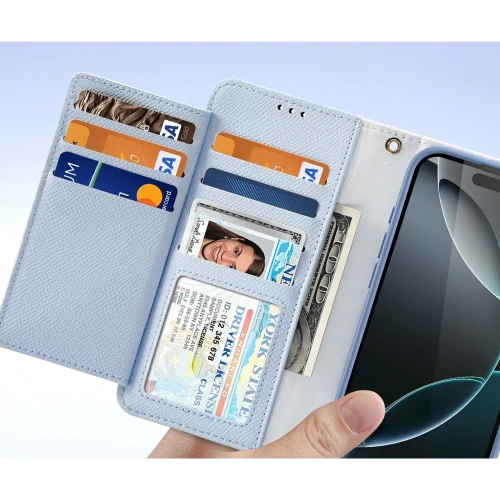 Etui z klapką Dux Ducis Lawa do Apple iPhone 16 Pro Max z odłączanym portfelem magnetycznym błękitne